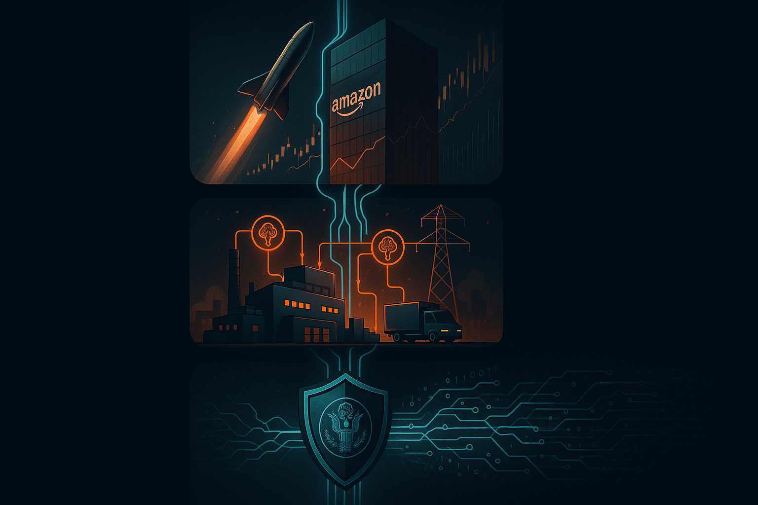 🎨 Image Prompt (For Admin Panel) Vertical infographic, dark-mode cyberpunk aesthetic. Three stacked panels connected by